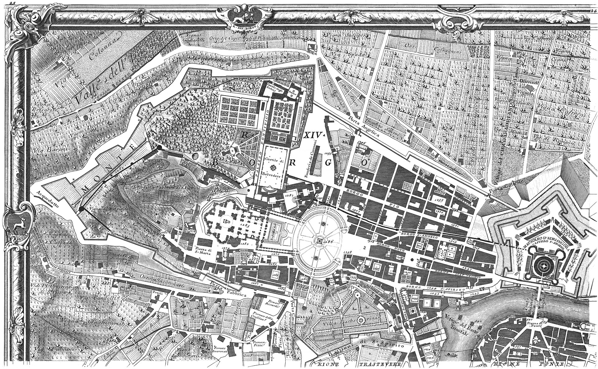 One engraved sheet of Giambattista Nolli’s 1748 plan of Rome