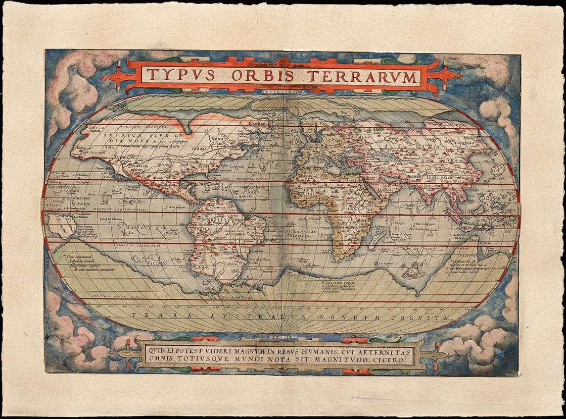 Ortelius Typus Orbis Terrarum printed in 1579 from the first copperplate